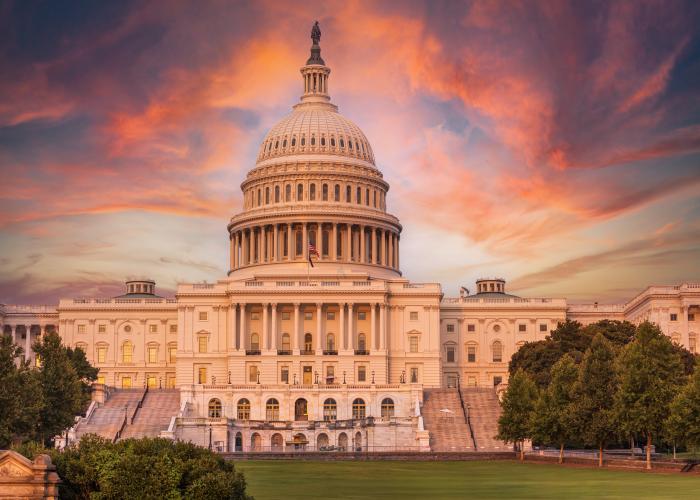 Congress with colorful sky